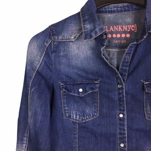 BlankNYC Distressed Denim Button Down